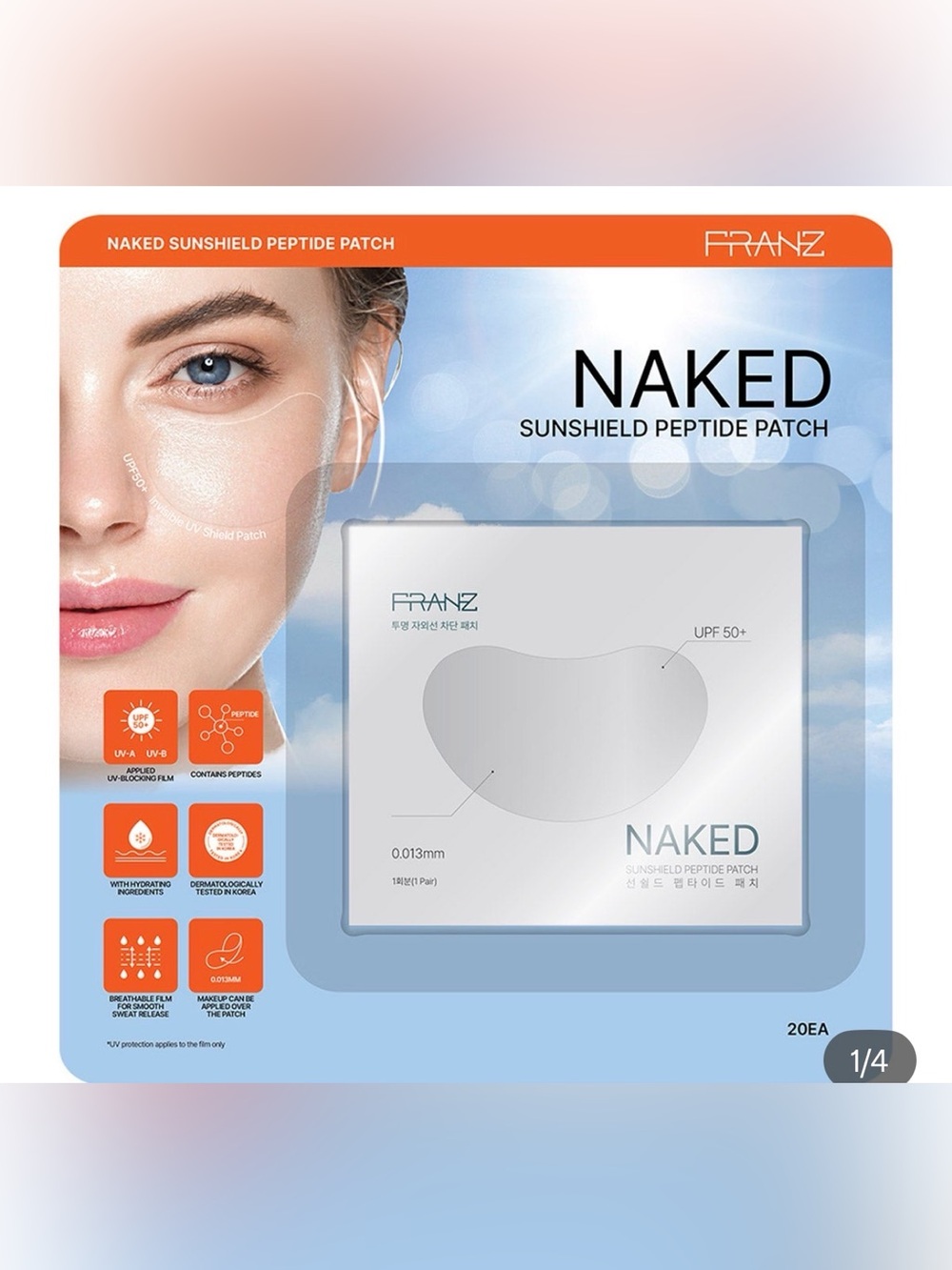 Franz Naked Sunshield Peptide Patch – Clear Eye Sun Protection (20 pairs)